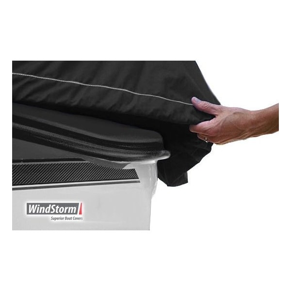 Eevelle Windstorm Boat Cover V HULL RUNABOUT Ski Tower Inboard 23' 6in. L 102in. W Black WSVSKT23102-BLK - main